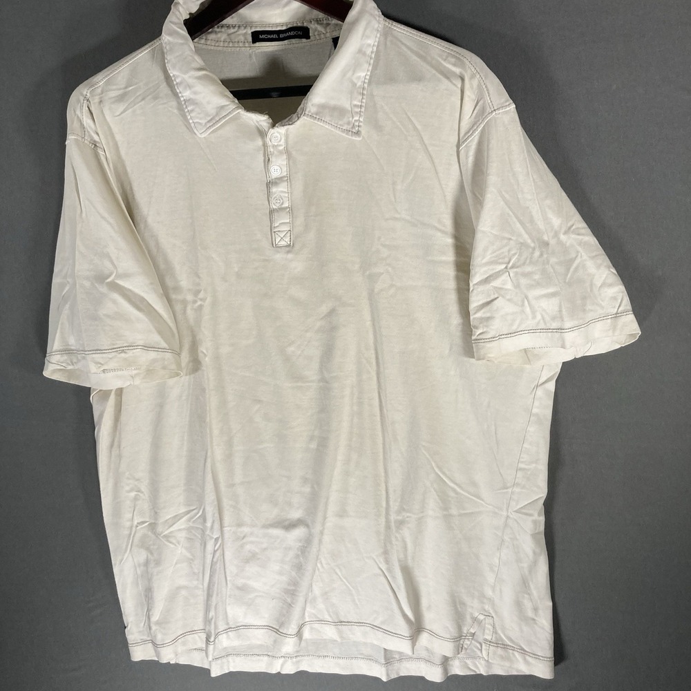 Michael Brandon Polo Shirt Men's XXL Cream Short Sleeve Casual Golf Polo